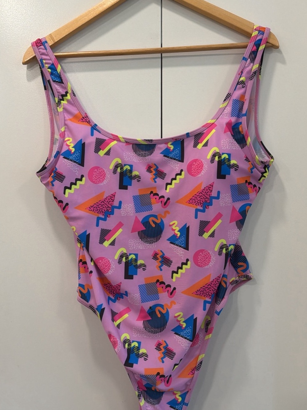 Pink Retro Geo Print One-Piece Swimsuit